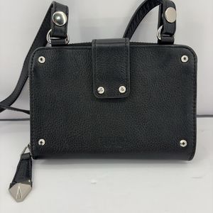 Perlina New York Women's Black Leather Crossbody‎ Wallet Purse
